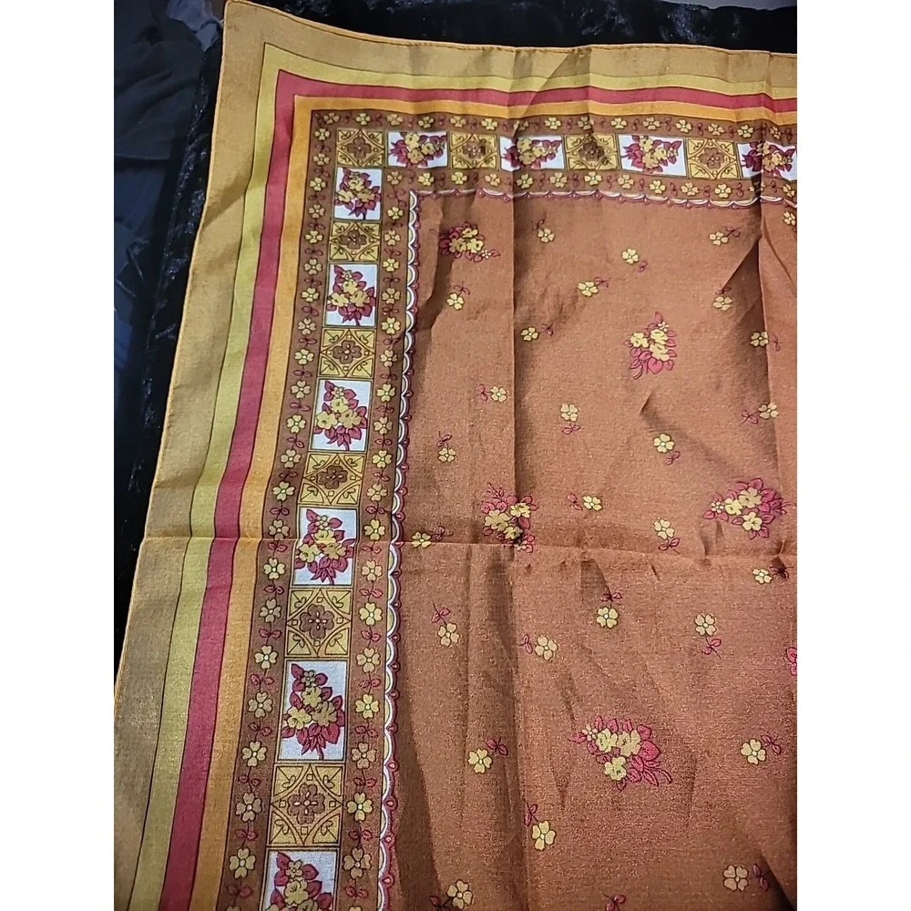 Vintage Womens Scarf Sheer Gold Orange Head Neck‎ Convertable Boat